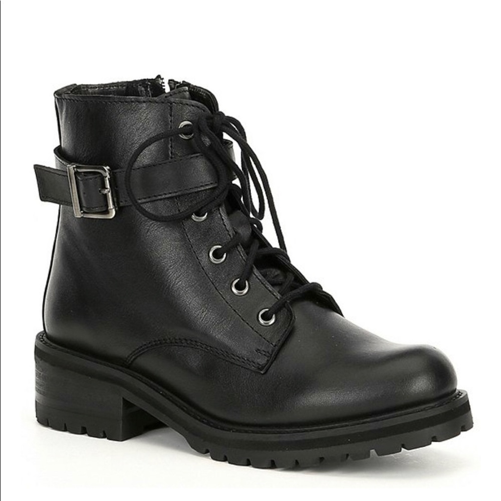 Chelsea & Violet Carli Black Combat Boots Sz 8